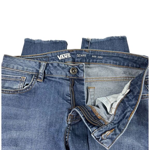 Vans Womens Skinny Cropped Denim Jeans Sz 5/27 Stretch Distressed Ripped Pant - Picture 8 of 12